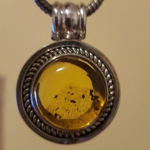Real Baltic Amber in Sterling Silver Pendent